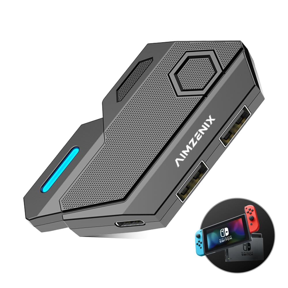 AIMZENIX Keyboard and Mouse Adapter for Nintendo Switch/PS4/Xbox Series/Xbox One/Xbox 360/PS3, Game Controller Emulator for FPS/TPS/STG/RTS Games