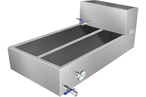 POPMOON Maple Syrup Evaporator Pan, 304 Stainless Steel with 2 Valves & 1 Thermometer & 1 Divided Pan for Efficient Boiling, 48x24x18.5 Inch