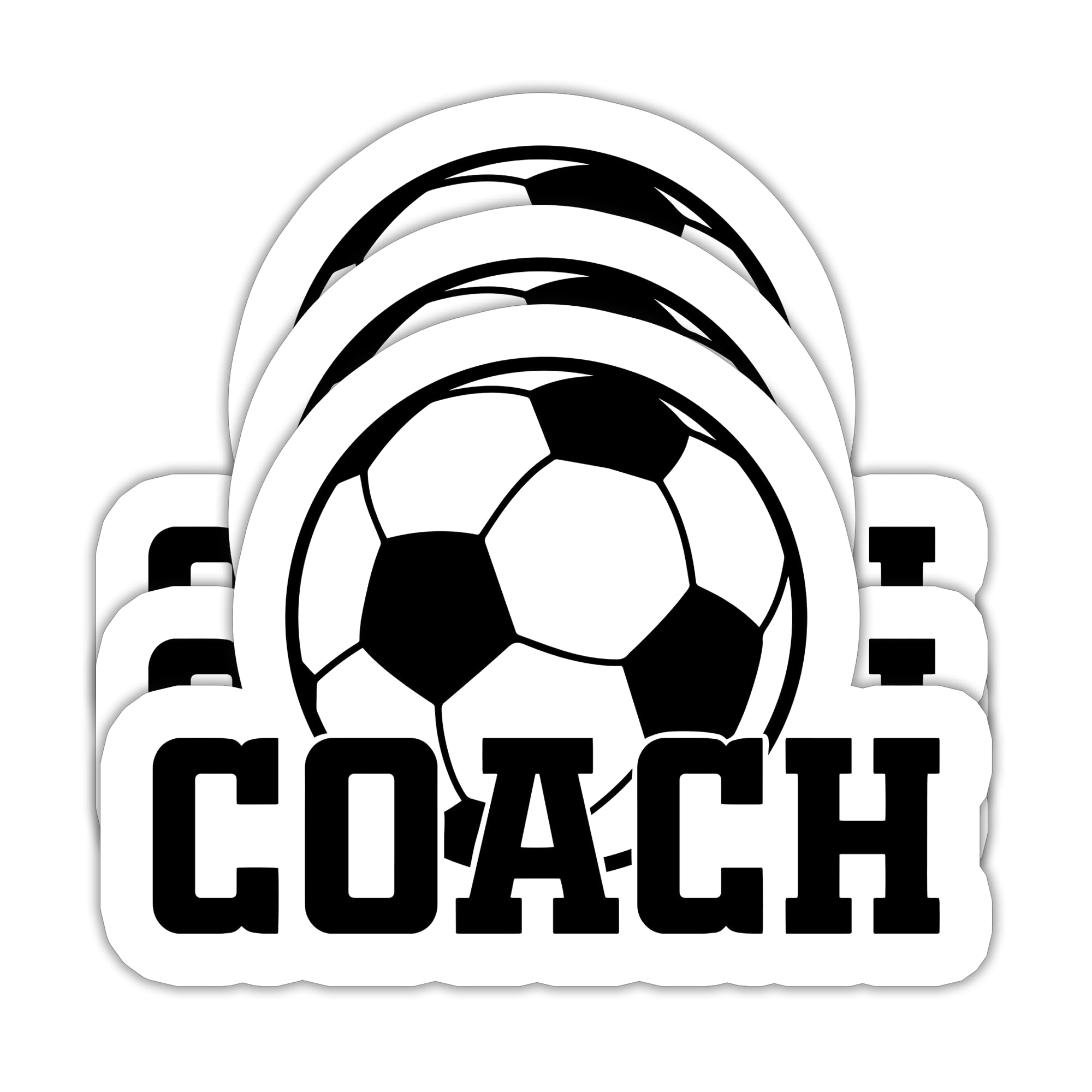 Photo 1 of (3PCS) Soccer Coach Stickers – Waterproof Vinyl Decals for Laptops, Tumblers, Water Bottles, Scrapbooks, Phone Cases – Sports Sticker Gift for Soccer Coaches – 3 x 2.2 Inch
