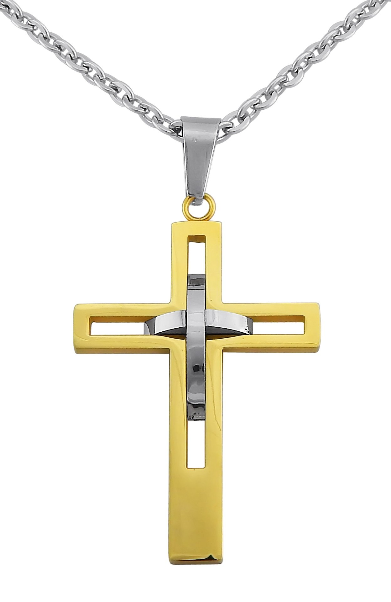 Hanessa Cross Necklace Color Gold Boyfriend Man Stainless Steel