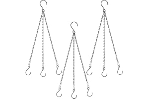 RIFNY Black Hanging Basket Chain, 20Inch Decorative Plant Hanging Chains with Hooks, Adjustable Replacement Plant Hanger Chain 3 Point to Hang Planters Flower Pots Bird Feeders Lantern Lamp, 3Packs