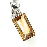 Natural Rocks by Kala Genuine 4ct Golden Citrine 925 Solid Sterling Silver Pendant 22mm