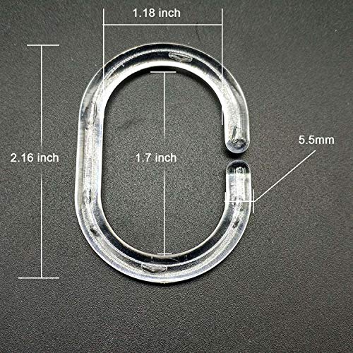 HiGift 36 Pack Transparent Shower Curtain Rings Curtain C Rings Hook Hanger Bath Drape Loop Clip Glide