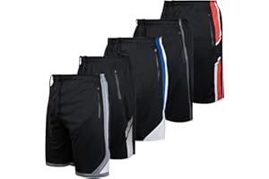 Ultra Performance Mens 5 Pack Athletic Running Shorts, Basketball Gym Workout Shorts for Men with Zippered Pockets