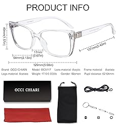 OCCI CHIARI Large Frame Reading Glasses 6.0 Women