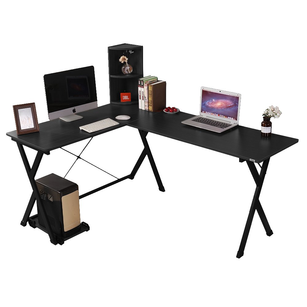 Soges LShaped Desk Computer Desk With Storage Shelf 62 By 47.2 Inch