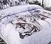 Ammybeddings 3D Grey Wolf Duvet Cover Sets,Soft and Luxury Animal Bedding,1 Flat Sheet,1 Comforter Cover and 2 Pillow Shams Included (Queen Size, No Comforter)