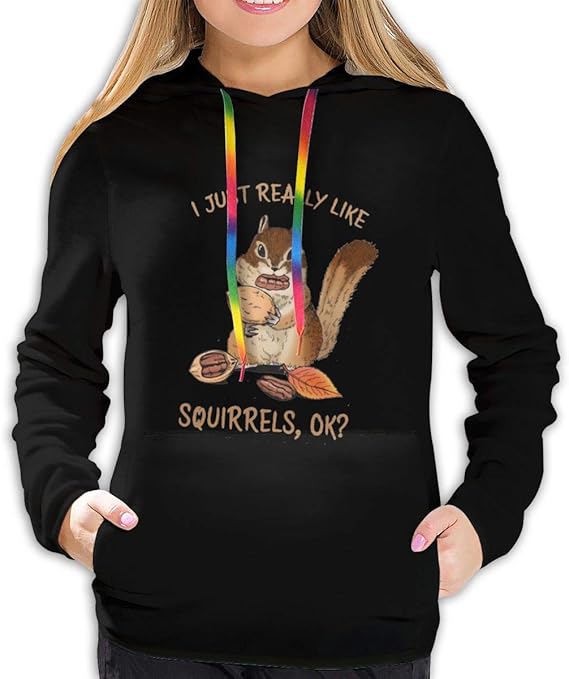 Amazon Co Jp 私は本当にリスが好き レディース スウェット トレーナーパーカー パーカー トレーナー シンプル長袖 人気 フード付き ポケット付き プルオーバー 服 ファッション小物