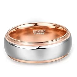 NUNCAD Rose Gold Silver Ring Men Tungsten Carbide
