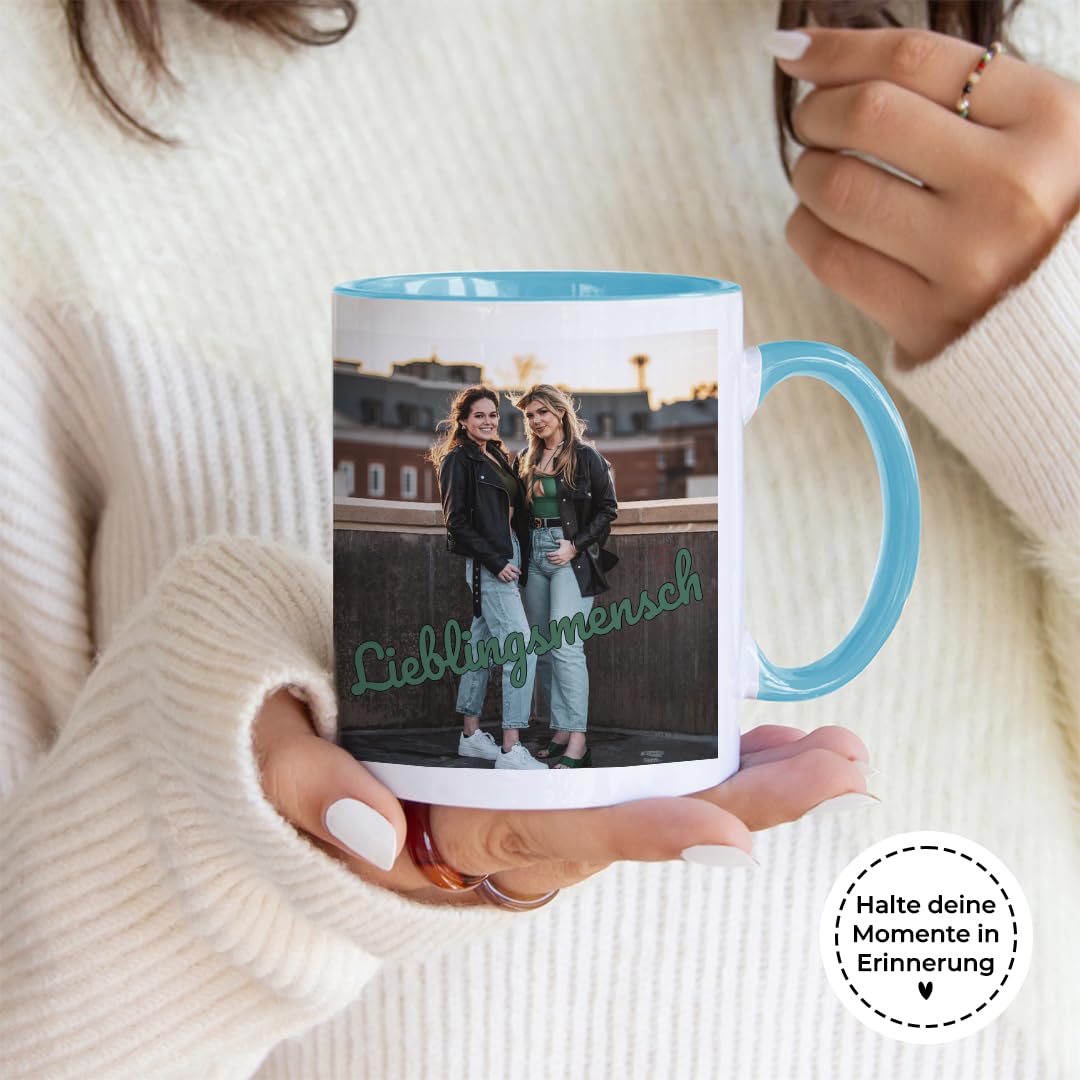Personalisierte Tasse | personalisiert mit Foto oder Text | Tasse mit Bild | Geschenkidee | Fototasse | Bürotasse oder für Zuhause | Spülmaschinenfest | Blau mit Geschenkkarton Geschenk 4