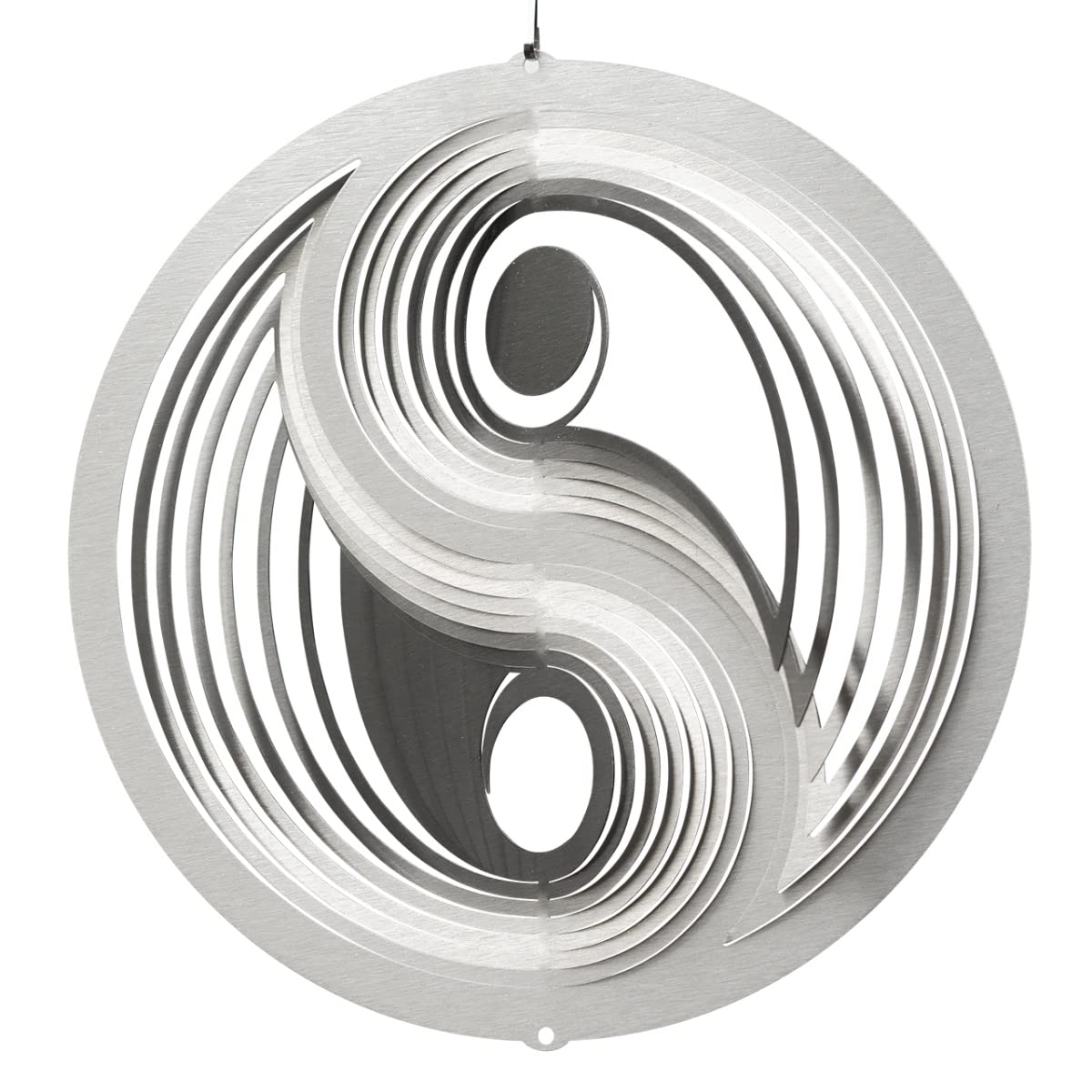 CIM stainless steel wind spinner - Yin Yang - incl. ball bearing swivel, hook and nylon cord - attractive stainless-steel decoration to hang up (Yin Yang 250)
