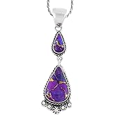 Turquoise Necklace 925 Sterling Silver & Genuine Gemstones Pendant with 20" Chain