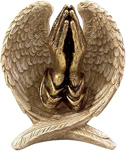 Angel Wings with Praying Hands Cast Resin Figurine Statue, 5 Inch