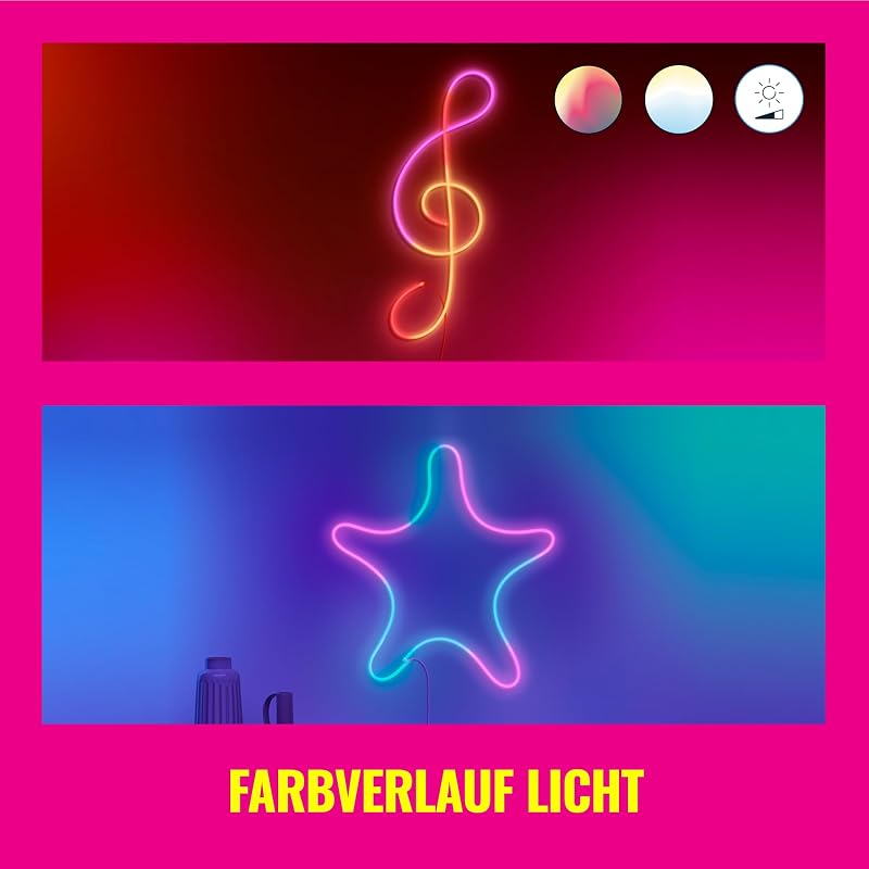 SMART FLEX STRIP - 3 m, 16 Millionen Farben + Weißschattierungen, dynamische Lichtszenen, verbindet sich mit Ihrem WLAN, Sprach- / App-Steuerung, funktioniert mit Google Home, Alexa und HomeKit.