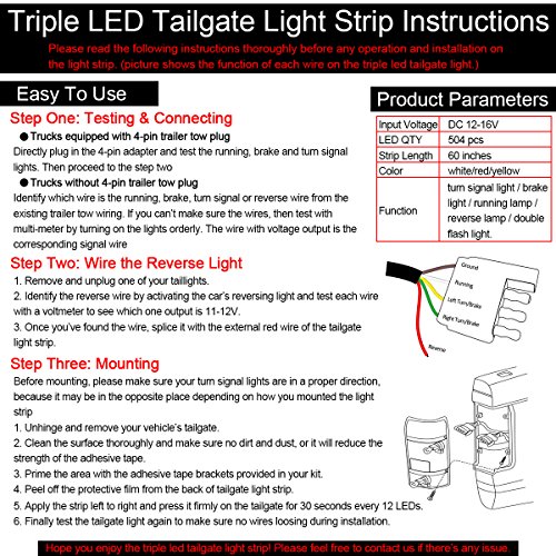 image for Tailgate Light Bar, Swatow Industries Triple Row 60Inch LED Tail Light
