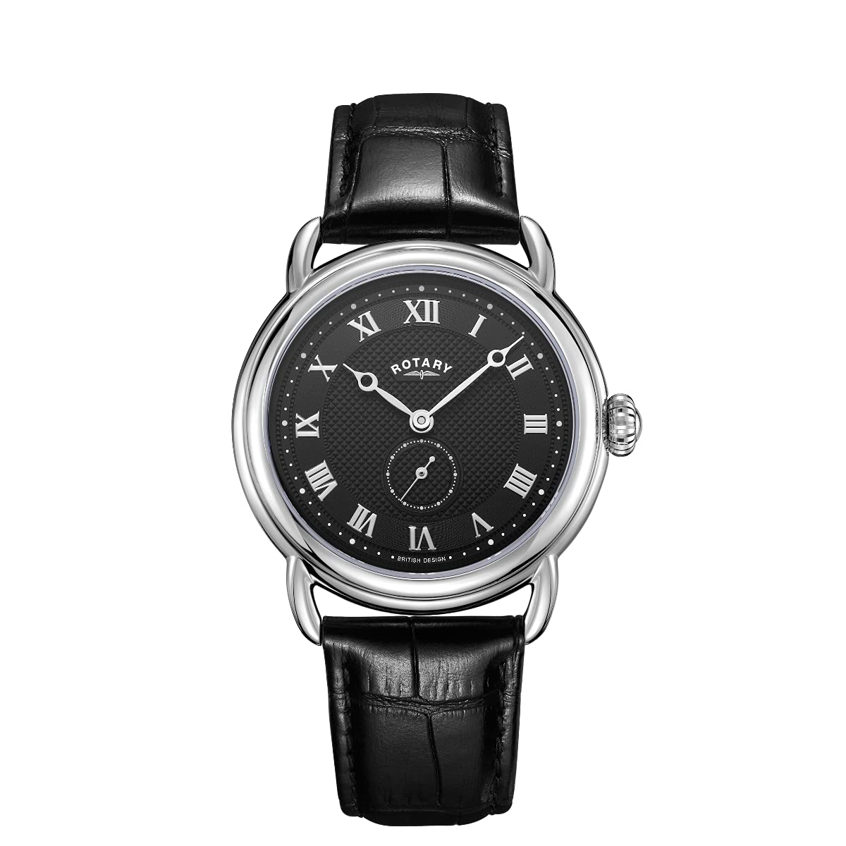 Rotary Vintage Mens Watch with Black Leather Strap and Black Dial GS02424/04