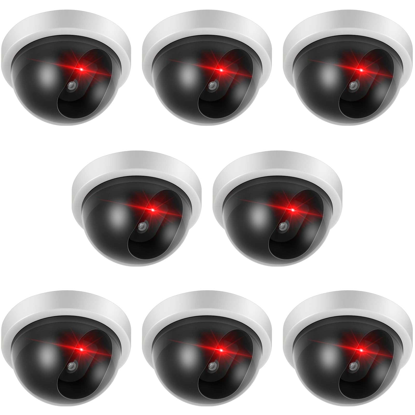 Photo 1 of Kanayu 8 Pack Dummy Fake Camera CCTV Dome Fake Security with Flashing Red LED Light Wireless Surveillance Dummy CCTV for Outside Decoy Camera with Screws Tape for Indoor Outdoor Home(White)