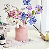 BLOFLO Pink Glass Vase, 7 Inch Large Glass Vase for Flowers, Modern Thick Glass Flower Vases for Centerpieces, Decorative Glass Cylinder Hydroponic Vase for Wedding, Home, Office (Pink, 7Inch)