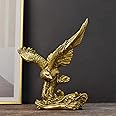 DESHINTKE Falcon Resin Ornaments Statue, Golden Eagle Sculpture Modern Home Office Figurine Decor Desktop Decoration (Golden 2)