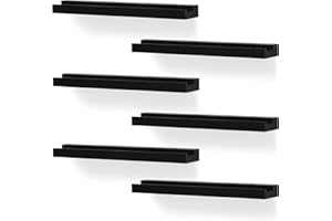 MITREL Vinyl Record Wall Mount,6 Pack-12.5 inch Oak Vinyl Record Shelves Album Display Holder for LP, CD, Book Art Storage Vi