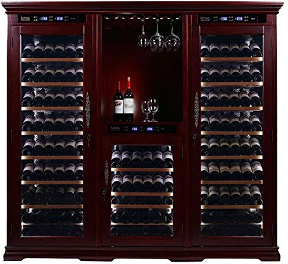 Royal Cave 392 Bottles Digital Controlled Dual Zone Wine Cellar Solid Red Oak Cabinet & Bar