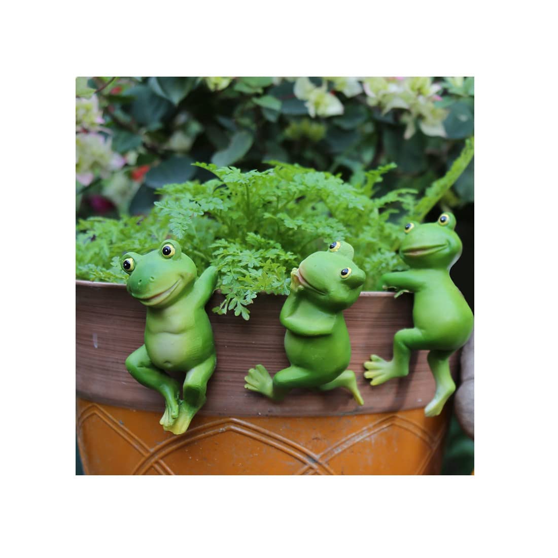 Super Idee Set of 3 Cute Hanging Frogs Mini Pond Decoration Set for Pond Bowl Mini Pond Patio Pond Zinc Tubs Plant Bowl Garden Balcony Patio Pond Decoration Flower Pot Planter