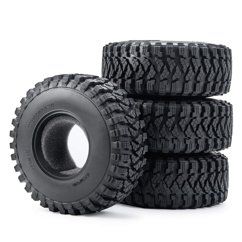 XUNJIAJIE 4pcs 2.2inch 125mm/4.9inch RC Rubber Wheel Tyre Tires with Foam Insert for 1/10 RC Crawler Car Axial Wraith 90048 RR10