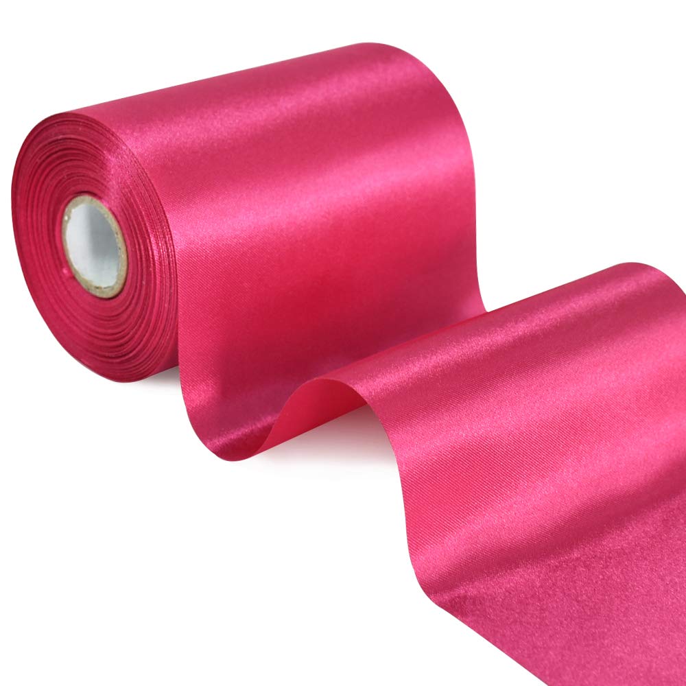 TONIFUL Wide Satin Ribbon-for Valentine's Day ift Wrapping Christmas Tree Halloween Thanksgiving Wedding Car Chair Pageant Sashes Grand Opening Festival Party Decor-Rose red Ribbon-4 Inch x 22 Yards