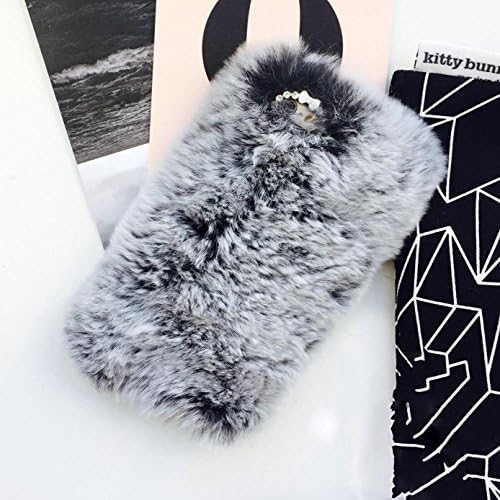 iPhone 6/6s Case RongW Extreme Deluxe Bling 3D Diamond Crystal Chain Rabbit Fur Tiny Bow Bowknot Winter Soft Warm Case Cover for iPhone 6/6s (Grey 4.7)