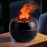 YALEDI Essential Oil Diffuser, Volcano Fire Flame Aromatherapy Diffuser, 360ml Ultrasonic Cool Mist Humidifier, Scent Aroma Diffuser with 7 Colors Light, Timer &amp; Auto Shut-Off for Home, Room (Black)