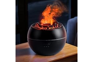 YALEDI Essential Oil Diffuser, Volcano Fire Flame Aromatherapy Diffuser, 360ml Ultrasonic Cool Mist Humidifier, Scent Aroma Diffuser with 7 Colors Light, Timer & Auto Shut-Off for Home, Room (Black)