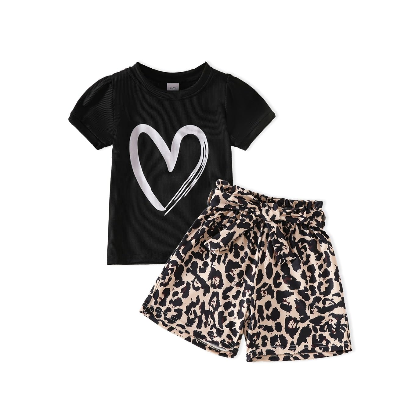 HSOXLQF Kids Girl Clothes Heart Print Short Sleeve