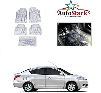 Autostark Heavy Quality Transparent White Car Floor Mats Set Of 5
