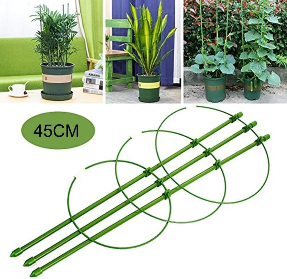 Maritown Garden Potted Plant Support Garden Trellis Fixed Vine Frame Climbing Vegtables Flowers Fruit Grow Cage Rack with 3 Adjustable Rings 45CM