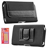 iPhone 6, 6s Belt Case, Black Nylon Smartphone Holster Carrying Pouch with Clip and Loops Belt Cover Magnetic Closure Kaede [Screen Guard] Protector for Iphone 6, 6s Cell Phone