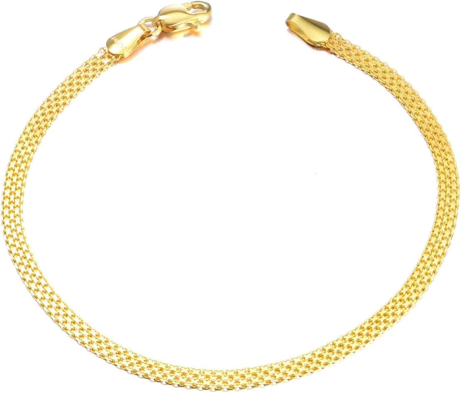 18k Gold Bracelets for Women, Real Gold Italian Mesh Link