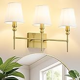 ZSMAIKU Bathroom Light Fixtures,23.6 IN Bathroom Vanity Lights Over Mirror，3-Light Antique Brass Vintage Wall Sconce With Fla