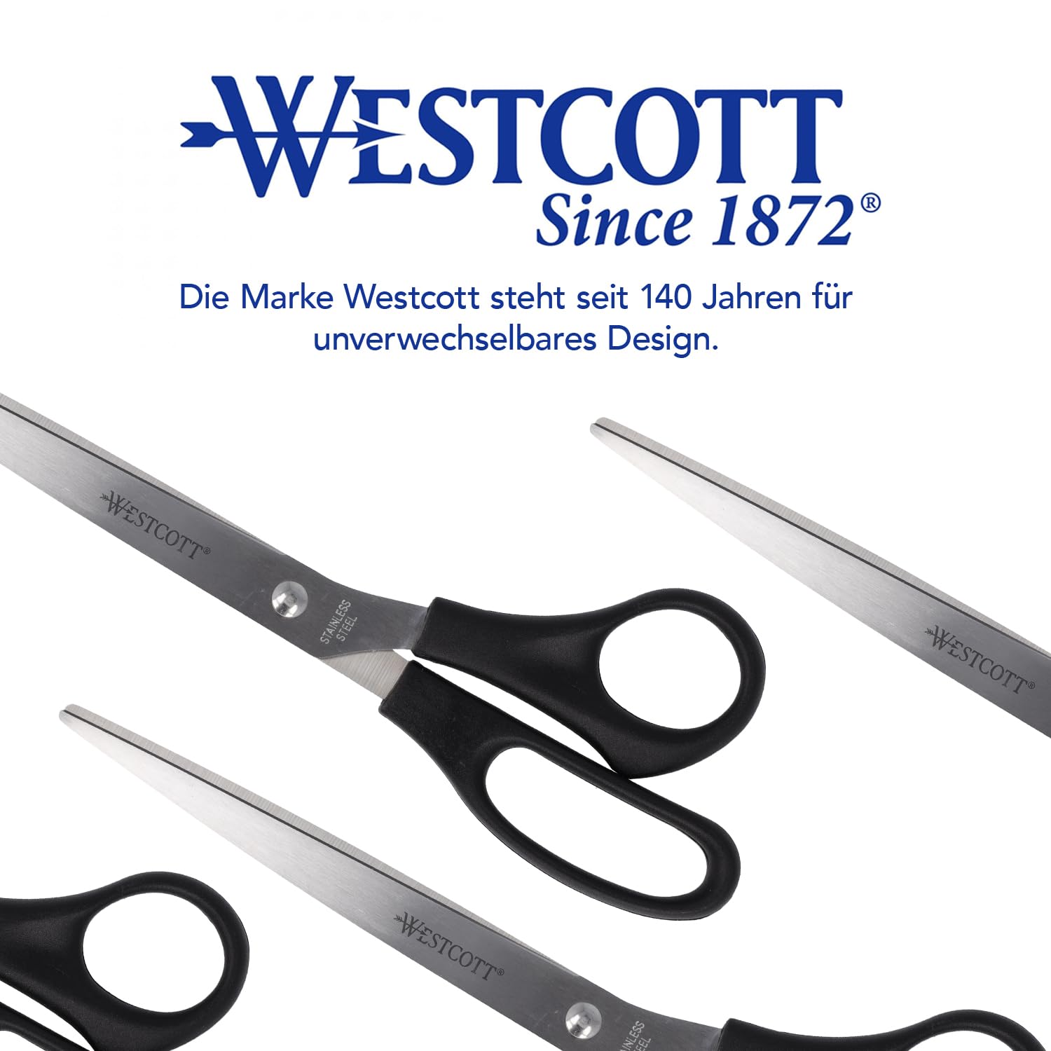 Westcott Schere 10" (25,4 cm) Schwarz, Büroschere mit schwarzen Kunststoffgriffen, Extrascharfe Klinge, rostfreier Edelstahl, Papierschere, Haushaltsschere, Bastelschere, E-31111 00 7