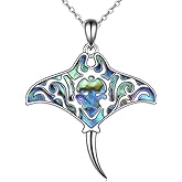 KQF Wolf/Eagle/Owl/Bunny/Panda/Moth/Eel Neckalce Sterling Silver Abalone Moonstone Pendant Animals Jewelry Gifts for Women