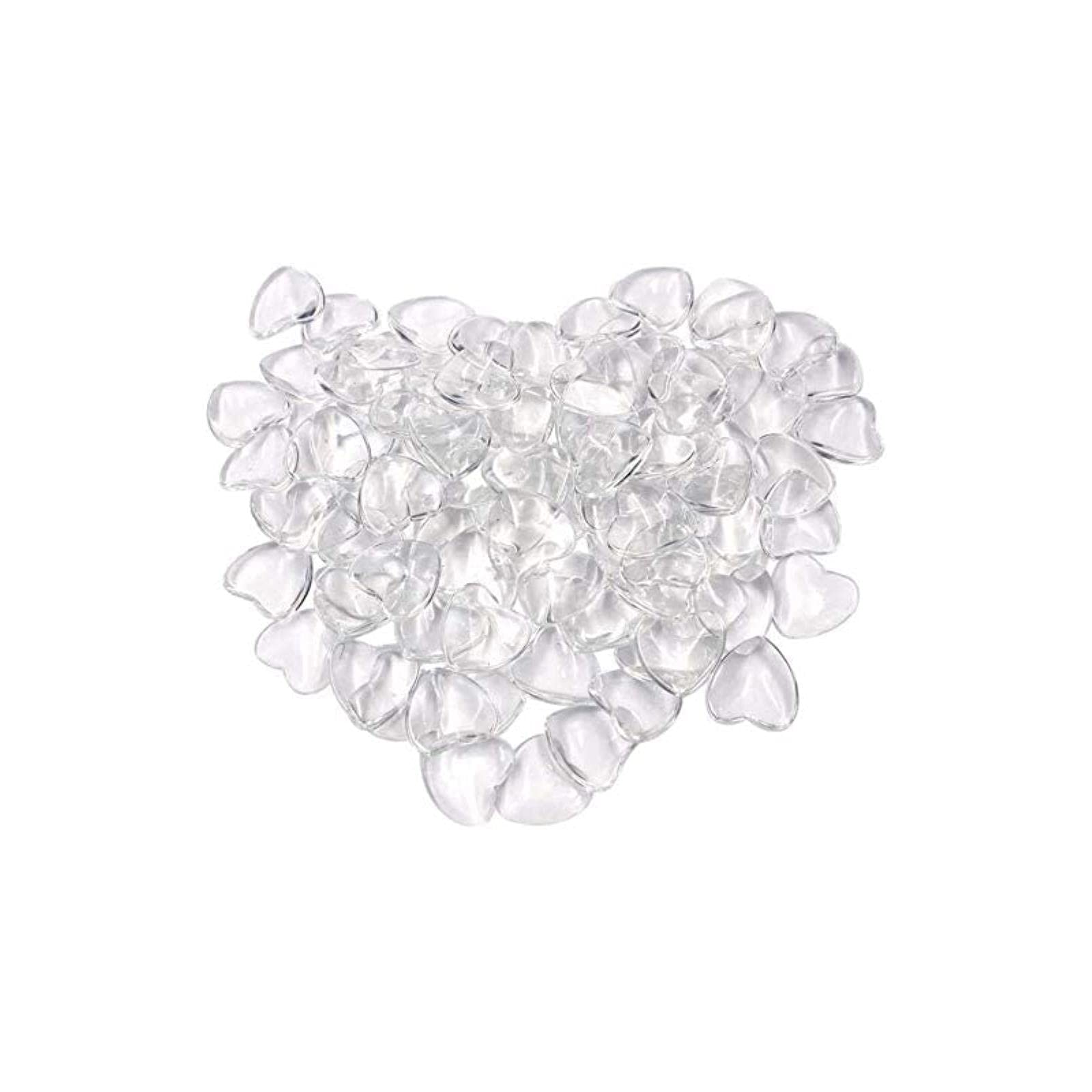 100 Pcs Heart Transparent Glass Tiles Cameo, Heart Shape Clear Glass Cabochon for Photo Pendant Craft Jewelry Making (25mm)