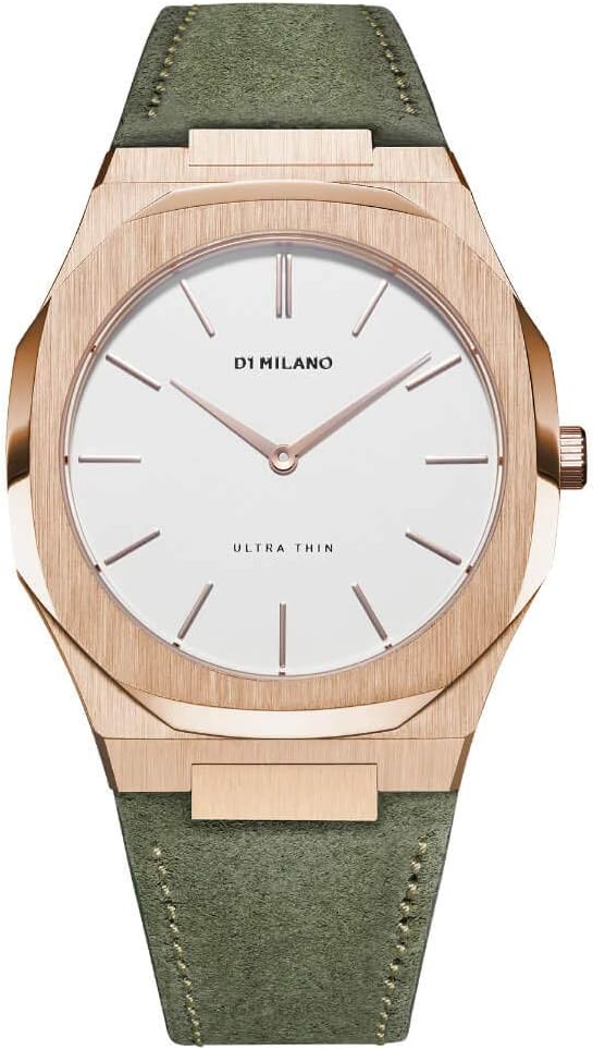 D1 Milano Ultra Thin Quartz Ladies Olive Green Leather Watch UTLL08