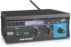 Pyle Home Home Audio Power Amplifier System 2X40W Mini Dual Channel Sound Stereo Receiver Box w/LED for Amplified Speakers, C