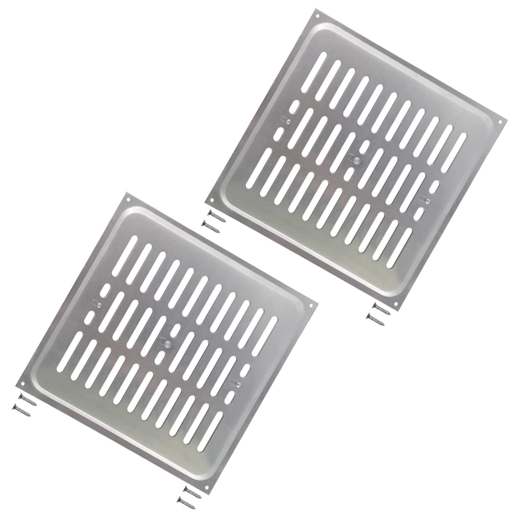TERF® 9'' X 9'' Open and Close Adjustable Aluminium Air Vents 9'' X 9'' (225mm X 225mm) Triple Brick Hit & Miss Sliding Adjustable Ventilation Plate Grille Cover including Fixing Screw - Pack of 2