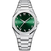 VILKFY Mens Business Gold Watch Stainless Steel WatchBand Waterproof Analog Quartz Wristwatch