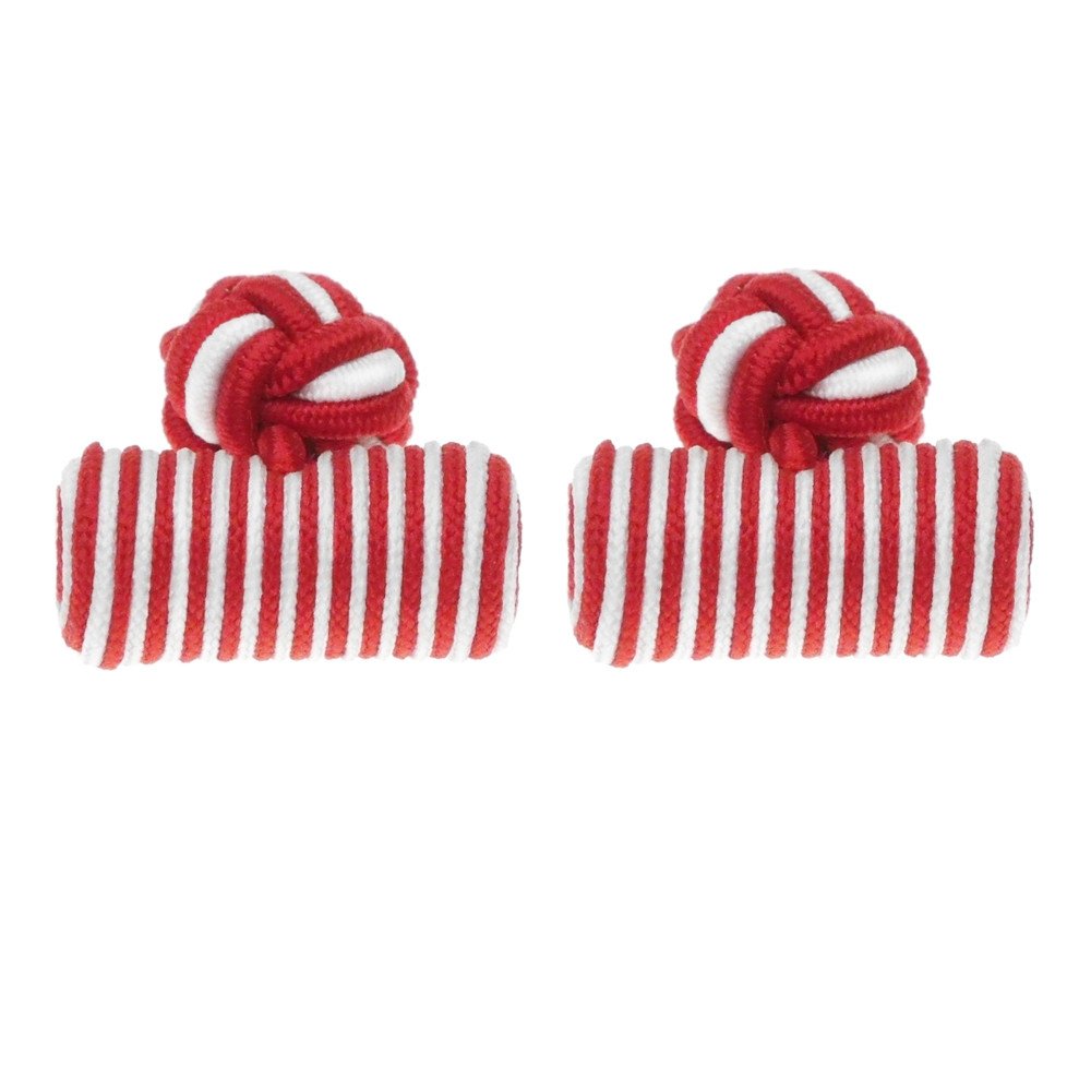 HONEY BEAR Mens/Women Silk Knot Fabric Cufflinks for Shirt/Dress Business Wedding Gift, Cylinder Shape (Red)