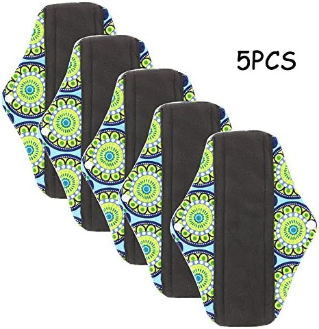 Vanki 5pcs Menstrual Pad Bamboo Cloth Reusable Washable Mama Sanitary Pad Liner 30# M
