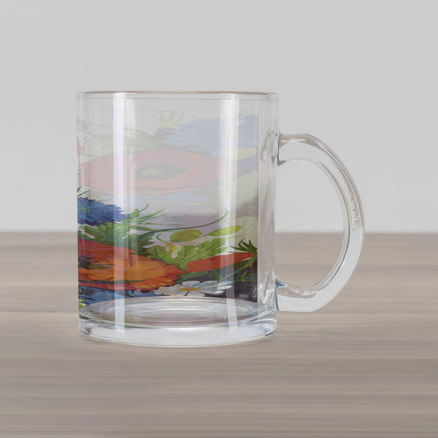 Lunarable Floral Glass Mug, Vibrant Flower Bouquet with