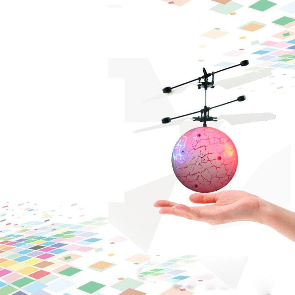 GOODCULLER RC Flying Ball,Hand Flying UFO Ball Drone Helicopter Ball Built-in Shinning LED Lighting Flashing Light Aircraft Helicopter Induction Toy Electronic Light-Up Toys for Kids Teenagers