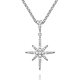 Namana Elegant North Star Pendant Necklace for Women with Cubic Zirconia Stones, Sparkling Jewelry with Gift Box