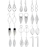 12 Pairs Drop Dangle Earrings boho Fashion Jewelry Vintage Statement Boho Bohemian Earrings Set for Women